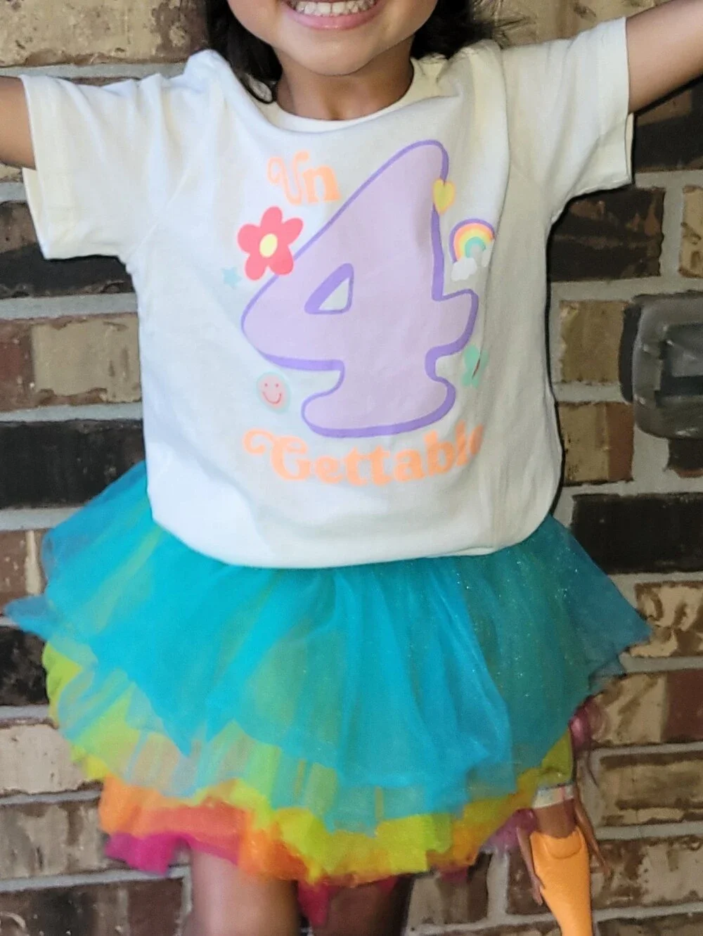 Girls Reversible Rainbow Tutu Skirt And 4 Year Old Shirt